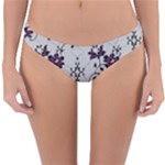 Elegant Purple Floral Jacquard Mesh Lace Fabric Reversible Hipster Bikini Bottoms