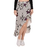 Elegant Purple Floral Jacquard Mesh Lace Fabric Asymmetrical Ruffle Hem Skirt 