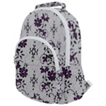 Elegant Purple Floral Jacquard Mesh Lace Fabric Rounded Multi Pocket Backpack