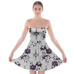 Elegant Purple Floral Jacquard Mesh Lace Fabric Strapless Bra Top Dress