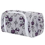 Elegant Purple Floral Jacquard Mesh Lace Fabric Toiletries Pouch