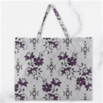 Elegant Purple Floral Jacquard Mesh Lace Fabric Zipper Large Tote Bag