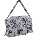 Elegant Purple Floral Jacquard Mesh Lace Fabric Canvas Crossbody Bag