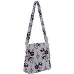 Elegant Purple Floral Jacquard Mesh Lace Fabric Zipper Messenger Bag