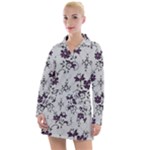 Elegant Purple Floral Jacquard Mesh Lace Fabric Women s Long Sleeve Casual Dress