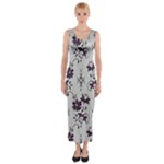 Elegant Purple Floral Jacquard Mesh Lace Fabric Fitted Maxi Dress