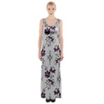 Elegant Purple Floral Jacquard Mesh Lace Fabric Thigh Split Maxi Dress