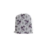 Elegant Purple Floral Jacquard Mesh Lace Fabric Drawstring Pouch (XS)