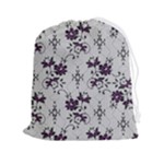 Elegant Purple Floral Jacquard Mesh Lace Fabric Drawstring Pouch (2XL)