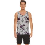 Elegant Purple Floral Jacquard Mesh Lace Fabric Men s Wide Collar Tank Top