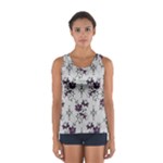 Elegant Purple Floral Jacquard Mesh Lace Fabric Sport Tank Top 