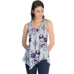 Elegant Purple Floral Jacquard Mesh Lace Fabric Sleeveless Tunic