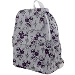 Elegant Purple Floral Jacquard Mesh Lace Fabric Top Flap Backpack