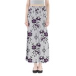 Elegant Purple Floral Jacquard Mesh Lace Fabric Full Length Maxi Skirt