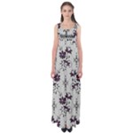 Elegant Purple Floral Jacquard Mesh Lace Fabric Empire Waist Maxi Dress