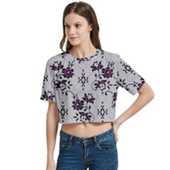 Women s Round Neck Short Sleeve Crop Top 