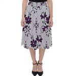 Elegant Purple Floral Jacquard Mesh Lace Fabric Classic Midi Skirt