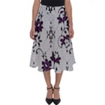 Elegant Purple Floral Jacquard Mesh Lace Fabric Perfect Length Midi Skirt