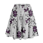 Elegant Purple Floral Jacquard Mesh Lace Fabric High Waist Skirt