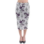 Elegant Purple Floral Jacquard Mesh Lace Fabric Midi Pencil Skirt