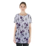 Elegant Purple Floral Jacquard Mesh Lace Fabric Skirt Hem Sports Top