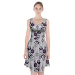 Elegant Purple Floral Jacquard Mesh Lace Fabric Racerback Midi Dress