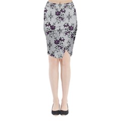 Elegant Purple Floral Jacquard Mesh Lace Fabric Midi Wrap Pencil Skirt from ArtsNow.com