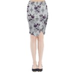 Elegant Purple Floral Jacquard Mesh Lace Fabric Midi Wrap Pencil Skirt