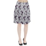 Elegant Purple Floral Jacquard Mesh Lace Fabric Pleated Skirt