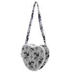 Elegant Purple Floral Jacquard Mesh Lace Fabric Heart Shoulder Bag