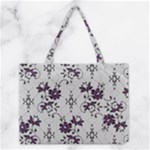 Elegant Purple Floral Jacquard Mesh Lace Fabric Medium Tote Bag