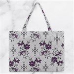 Elegant Purple Floral Jacquard Mesh Lace Fabric Zipper Medium Tote Bag