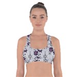 Elegant Purple Floral Jacquard Mesh Lace Fabric Cross Back Sports Bra