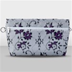 Elegant Purple Floral Jacquard Mesh Lace Fabric Handbag Organizer