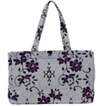 Elegant Purple Floral Jacquard Mesh Lace Fabric Canvas Work Bag