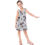 Elegant Purple Floral Jacquard Mesh Lace Fabric Kids  Sleeveless Dress