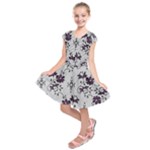 Elegant Purple Floral Jacquard Mesh Lace Fabric Kids  Short Sleeve Dress