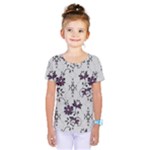 Elegant Purple Floral Jacquard Mesh Lace Fabric Kids  One Piece T-Shirt