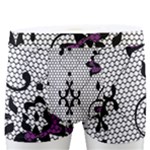 Elegant Purple Floral Jacquard Mesh Lace Fabric Men s Boxer Briefs