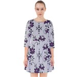 Elegant Purple Floral Jacquard Mesh Lace Fabric Smock Dress