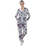 Elegant Purple Floral Jacquard Mesh Lace Fabric Women s Tracksuit