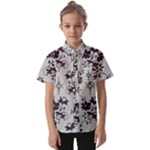 Elegant Purple Floral Jacquard Mesh Lace Fabric Kids  Short Sleeve Shirt