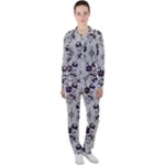 Elegant Purple Floral Jacquard Mesh Lace Fabric Casual Jacket and Pants Set