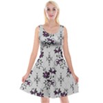 Elegant Purple Floral Jacquard Mesh Lace Fabric Reversible Velvet Sleeveless Dress