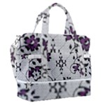 Elegant Purple Floral Jacquard Mesh Lace Fabric Sports Shoulder Bag with Shoes Compartment