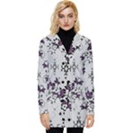 Elegant Purple Floral Jacquard Mesh Lace Fabric Button Up Hooded Coat 