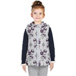 Elegant Purple Floral Jacquard Mesh Lace Fabric Kids  Hooded Puffer Vest