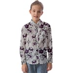 Elegant Purple Floral Jacquard Mesh Lace Fabric Kids  Long Sleeve Shirt