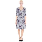 Elegant Purple Floral Jacquard Mesh Lace Fabric Wrap Up Cocktail Dress