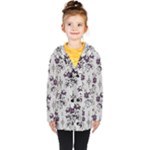 Elegant Purple Floral Jacquard Mesh Lace Fabric Kids  Double Breasted Button Coat